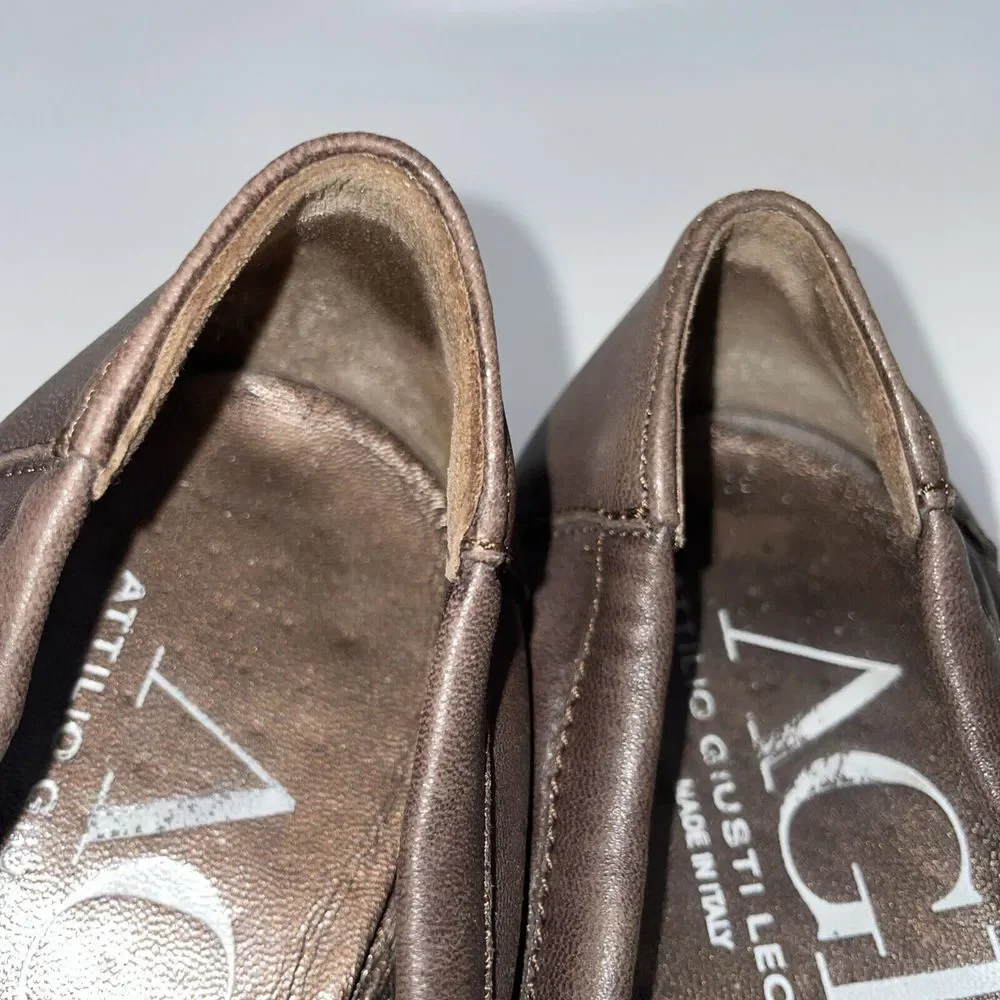 Tory Burch Women's Black Cap Toe Brown‎ Leather Ballet Flats Shoes US Size 7.5